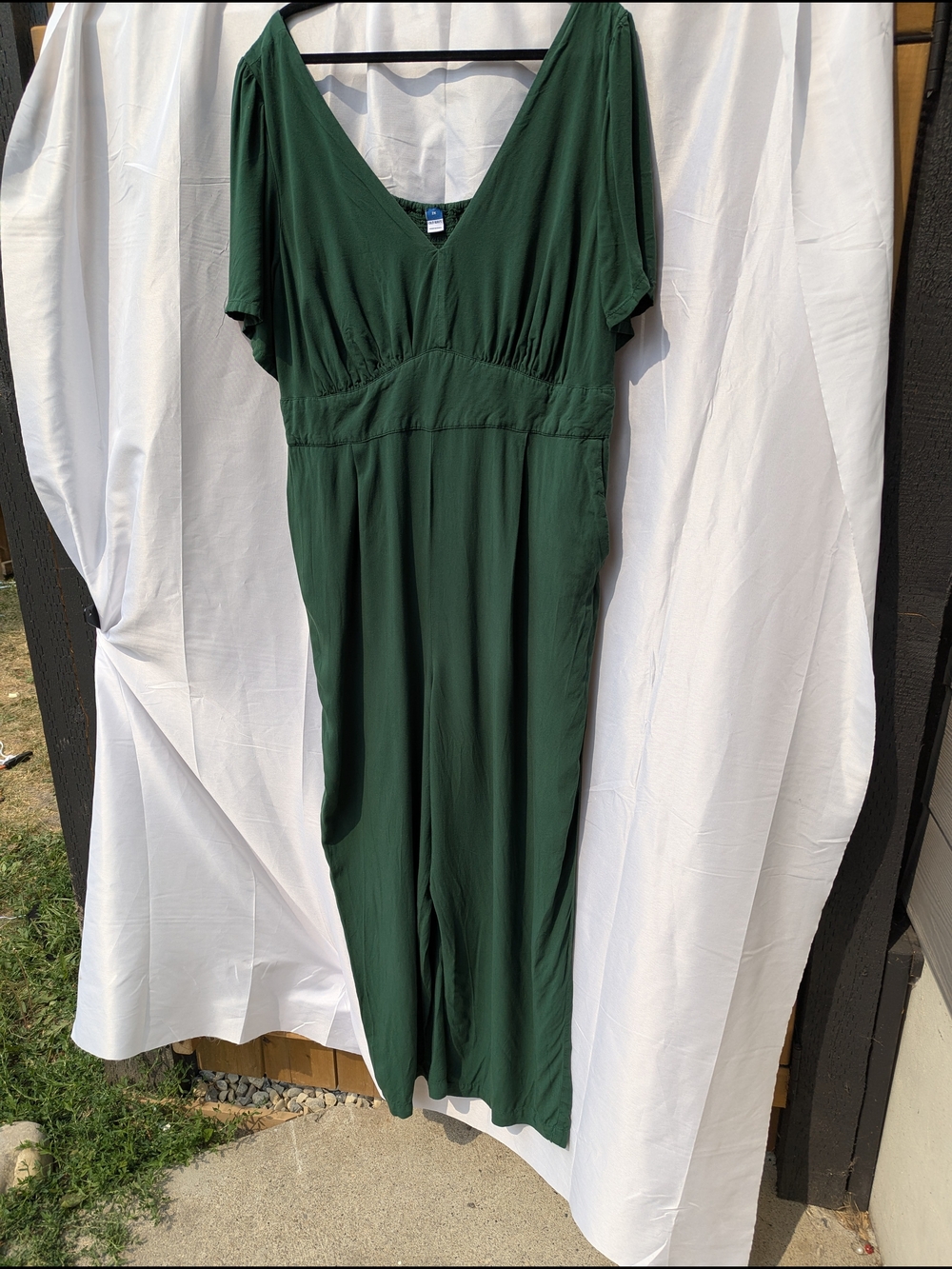 Old Navy Puff Sleeve V-Neck Jumpsuit Cottagecore Boho Wide Leg - Picture 8 of 14